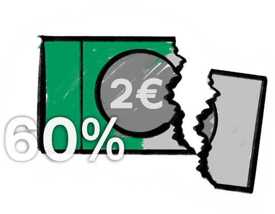 Deichmann Stiftung | Sozialunternehmen Uganda – Armut Deichmann Stiftung fördert Sozialunternehmen Uganda – Handzeichnung – 60 % - der - Menschen - leben - von - 2 – € – am Tag